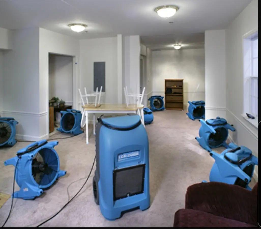 Air movers and dehumidifier setup for Water Extraction & Removal in Gary