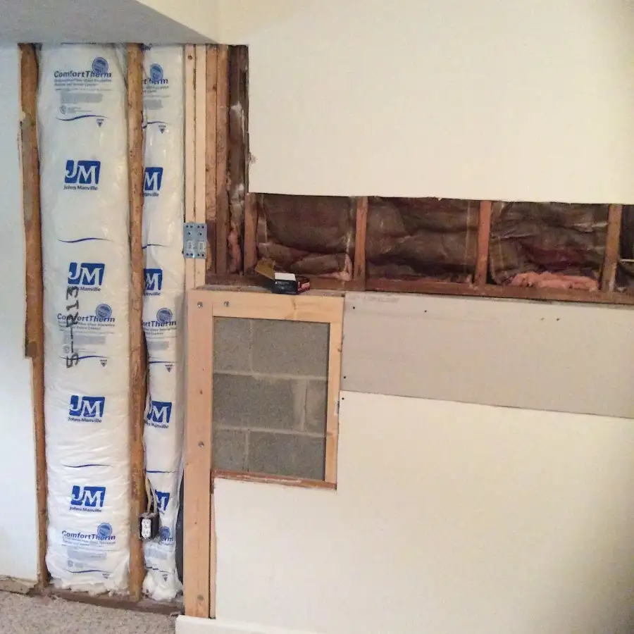 Wall insulation replacement during Basement Flood Cleanup in Gary